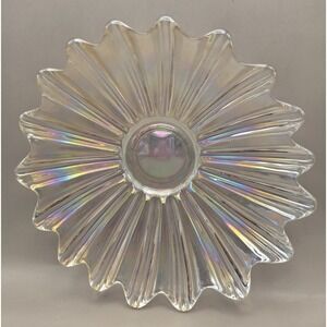 Vintage Fostoria Bowl 9.5" Celestial Iridescent Flower Carnival Glass B#35